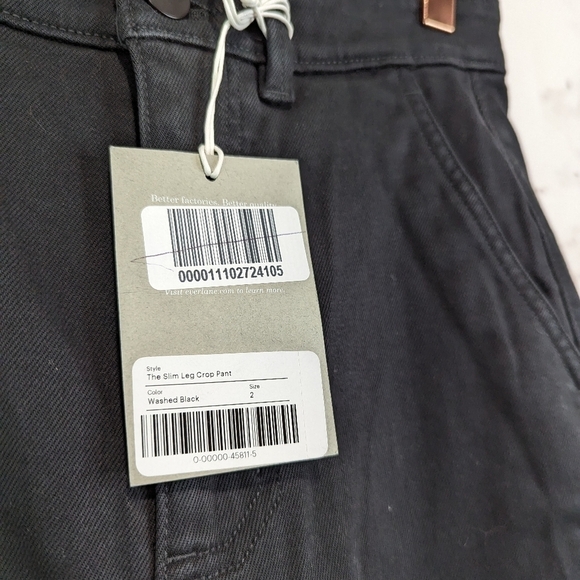 Everlane Pant The Slim Leg Crop Washed Black High Rise Stretch Ankle NEW - Picture 7 of 13